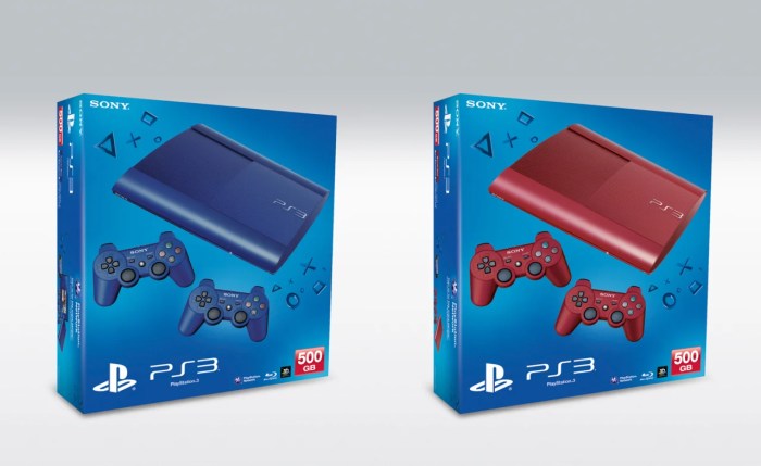 Ps3 super slim red and blue arrive in the uk