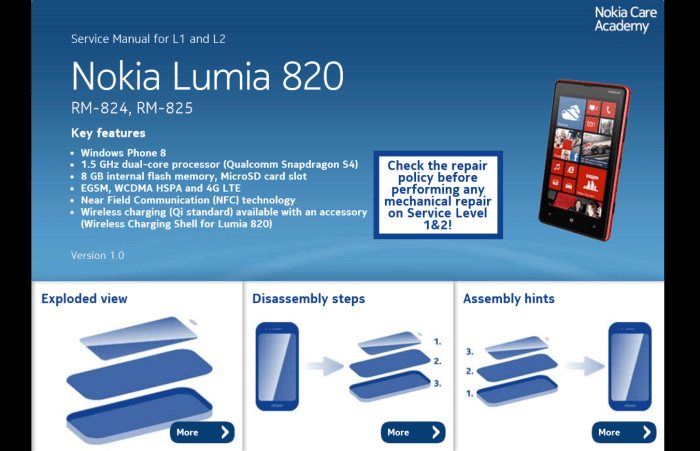 Nokia lumia 820 service manual leaked